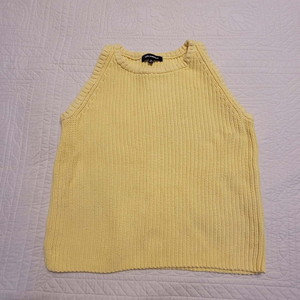 525 America Yellow Sleeveless Sweater Tank Top Sz XS